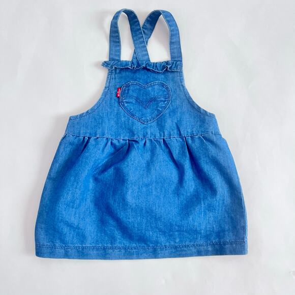 LEVI'S SAN FRANCISCO TODDLER GIRLS DENIM SLEEVLESS JUMPER BLUE SIZE 18 MONTHS - Picture 3 of 9